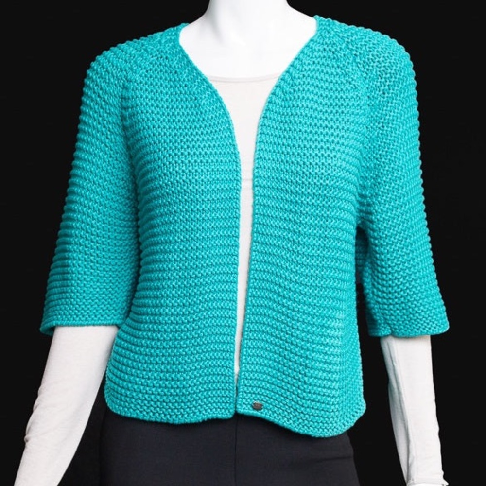Cop copine turquoise Rogaland knit open front cardigan